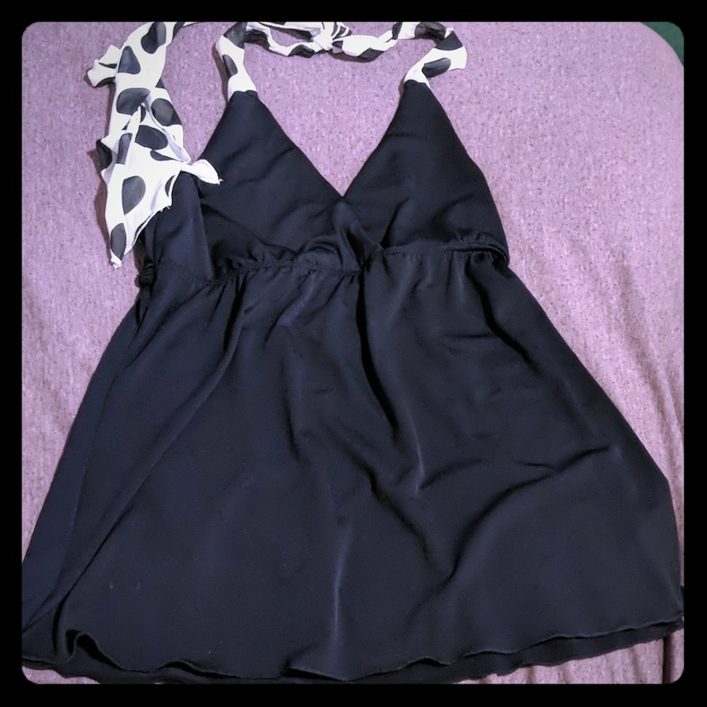 Low cut empire waisted playful halter top